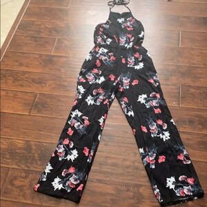 Nordstrom BB Dakota Black Floral Print Jumpsuit Boho Feminine Contemporary